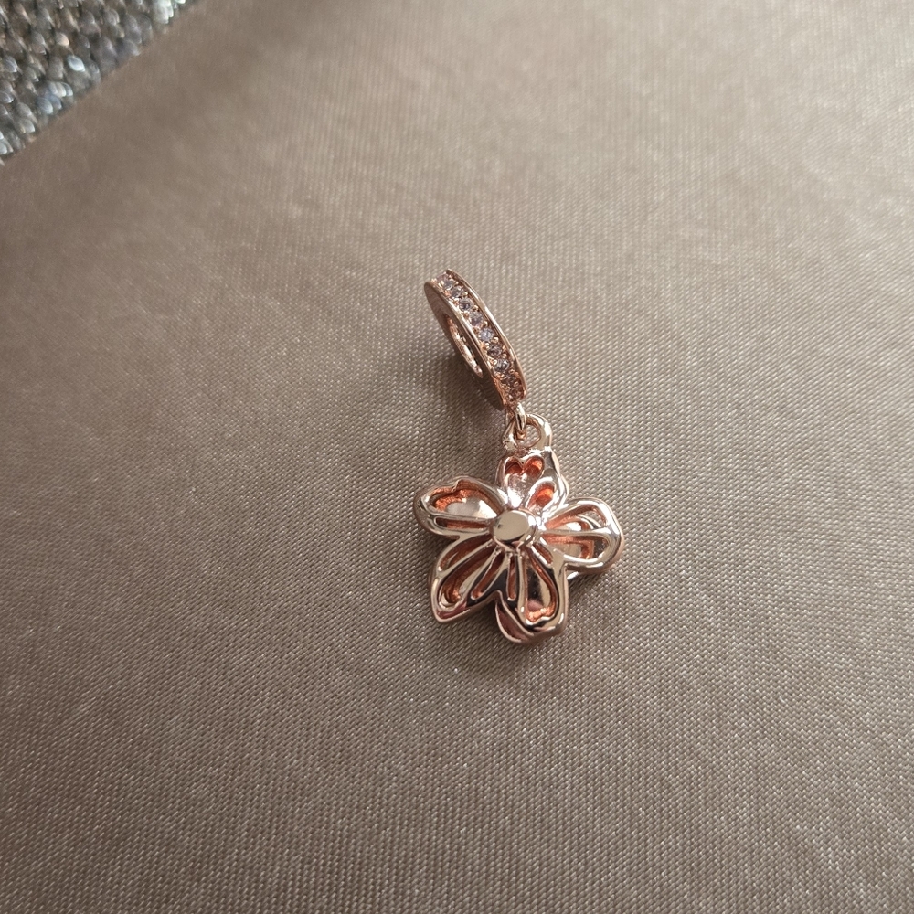 Rose Gold Cherry Blossom Charm - Picture 2 of 3